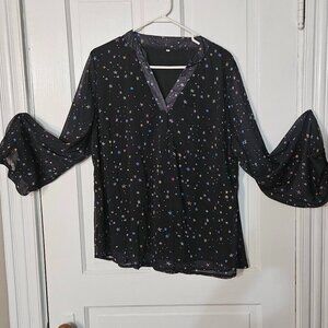 Cosmic Starry Long Sleave Shear Shirt Sz XL Polyester Spandex